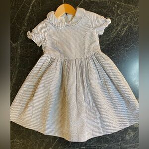 Hope & Henry Gray Striped Seersucker Dress w/ Peter Pan Collar